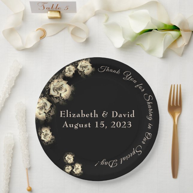 Elegant Roses Catholic Paper Plate (Wedding)