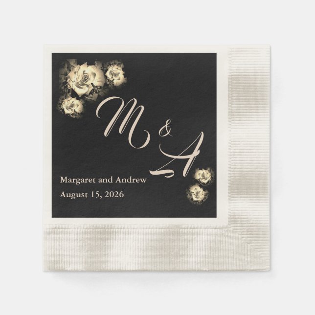 Elegant Roses Catholic Wedding Rehearsal Dinner  Napkin (Front)