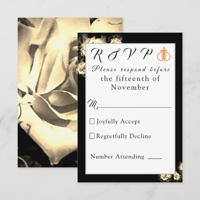 Elegant Roses Catholic Wedding Response Card (Front/Back)