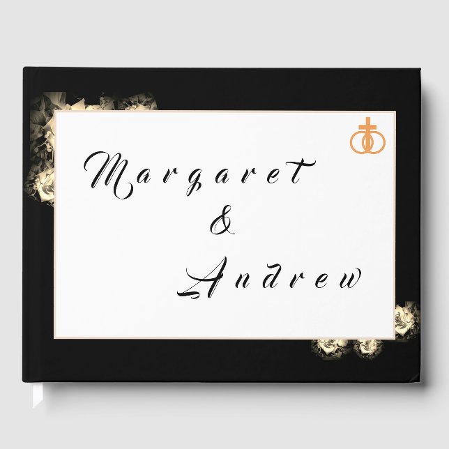 Elegant Roses Catholic Wedding Response Card Guest Book (Front)