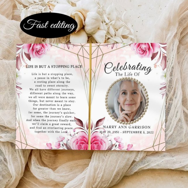 Elegant Roses Celebration of Life Program (Creator Uploaded)