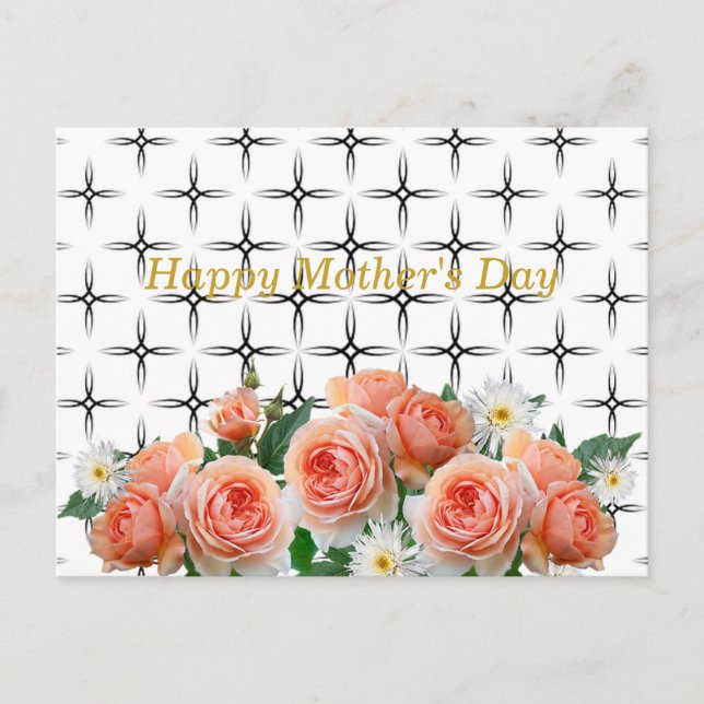 Elegant,Roses & Daisies,Geometric Postcard (Front)