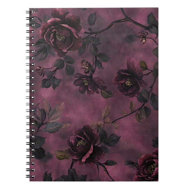 Elegant roses. Deep rose background.  Notebook (Front)