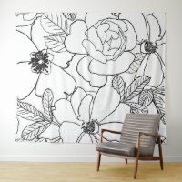 Elegant Roses Floral Line Drawing design