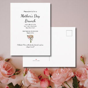 Elegant Roses Floral Mother's Day Brunch Invitation Postcard