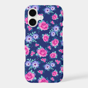 Elegant Roses Floral Pink Purple Blue Pattern