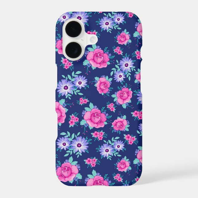 Elegant Roses Floral Pink Purple Blue Pattern (Back)