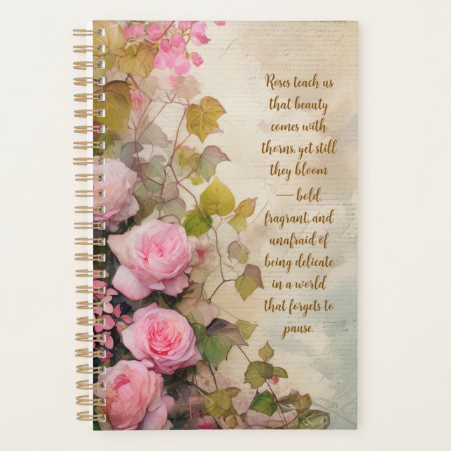 Elegant Roses Floral Planner – Romantic Botanical  (Front)