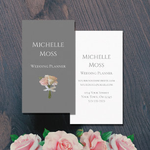  Elegant Roses Floral Simple Grey Business Card