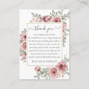 Elegant Roses Floral Wedding Thank You Place Card