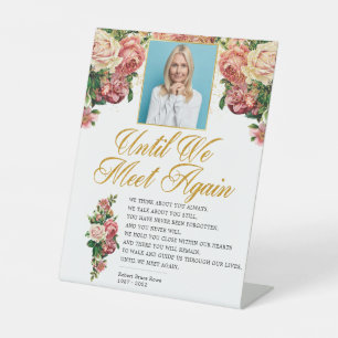 Elegant Roses Funeral Memorial Poem Pedestal Sign