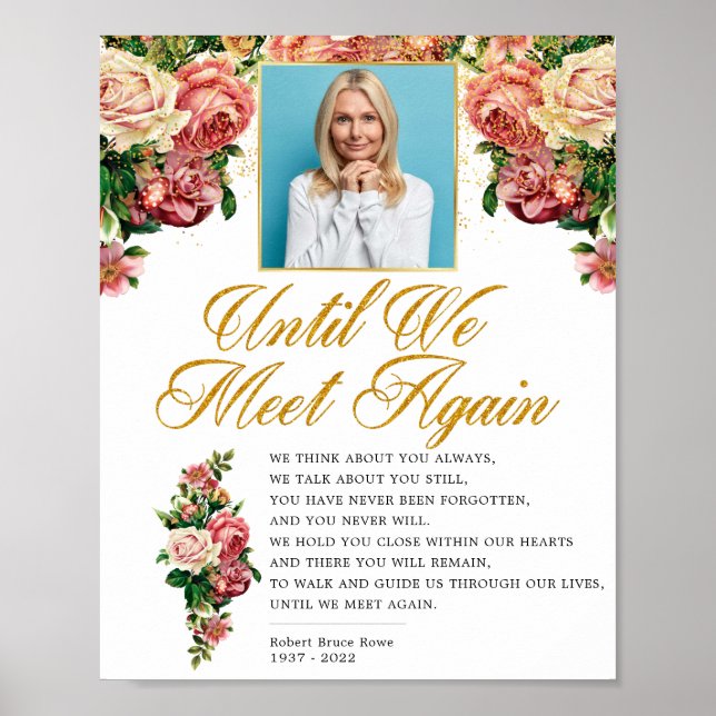 Elegant Roses Funeral Memorial Poem Sign (Front)