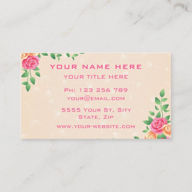 Elegant Roses Garden Frame Modern Professional Business Card (Back)