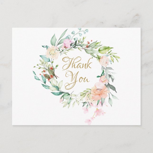 Elegant Roses Garland Business Thank You Postcard (Front)