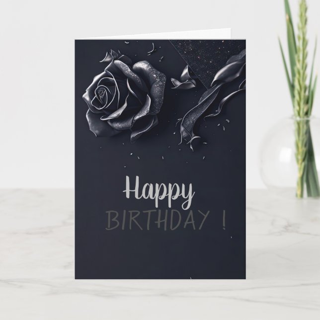 Elegant Roses Gothic Birthday Card (Front)