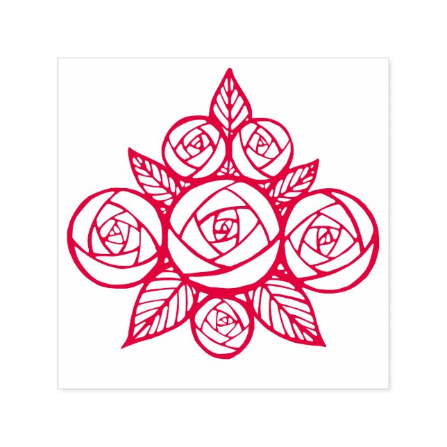 Elegant Roses Leaves Floral Bouquet  Self-inking Stamp (Design)