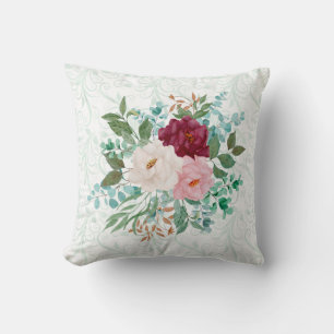 Elegant Roses & Mint Double-Sided Custom Cushion