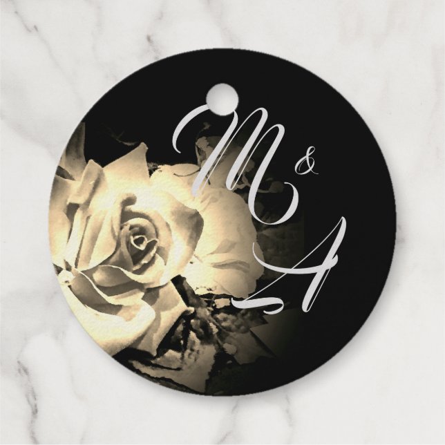 Elegant Roses Monogrammed Favour Tags (Back)