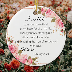 Elegant Roses Mother of The Groom Bride Wedding Ceramic Ornament