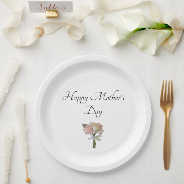 Elegant Roses Mother's Day Party Floral Brunch Paper Plate (Wedding)