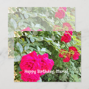 Elegant roses photo greetings birthday flat card