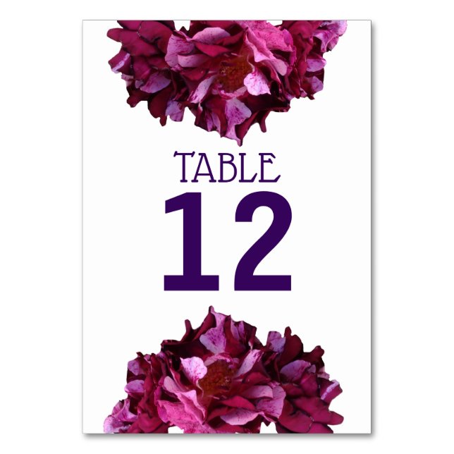 Elegant Roses Photo Number Card (Front)