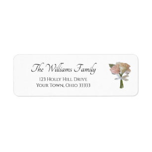 Elegant Roses Pink Floral Return Address  Label