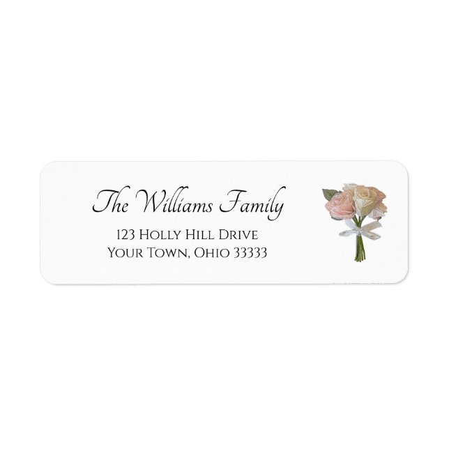 Elegant Roses Pink Floral Return Address  Label (Front)