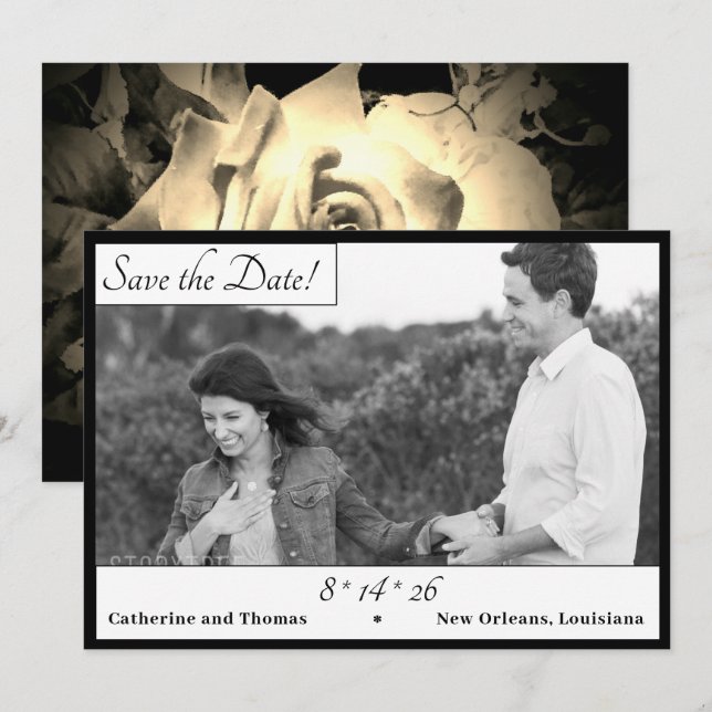 Elegant Roses Save the Date (Front/Back)