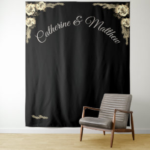 Elegant Roses Sepia and Black Tapestry