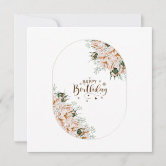 Elegant Roses Watercolor Floral  Birthday Card 