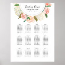 Elegant roses weddin dinner seating chart