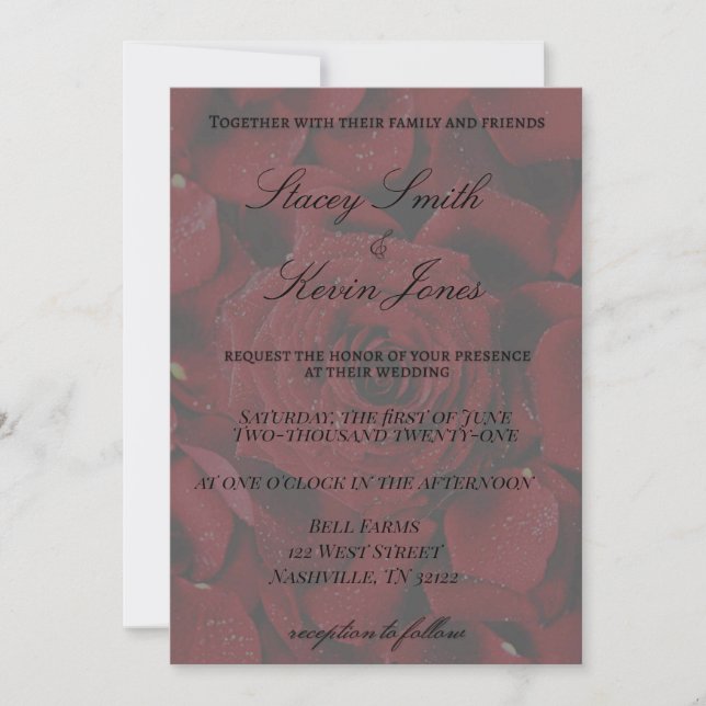 Elegant Roses Wedding Invitation (Front)