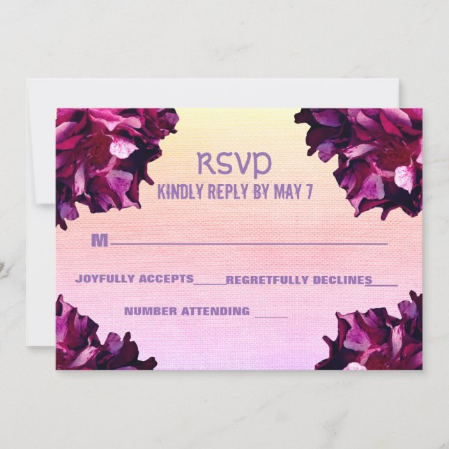 Elegant,  Roses Wedding RSVP Invitation (Front)