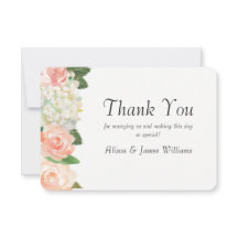 Elegant roses wedding thank you card