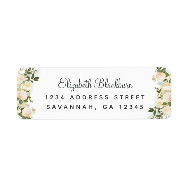 Elegant Roses White Wedding Return Address Return Address Label (Front)