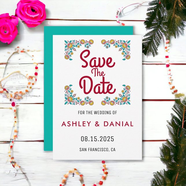 Elegant roses wreath floral Wedding Save the Date Invitation (Creator Uploaded)