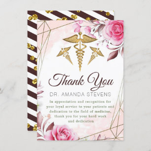 Elegant Rosy Doctor Thank You Card