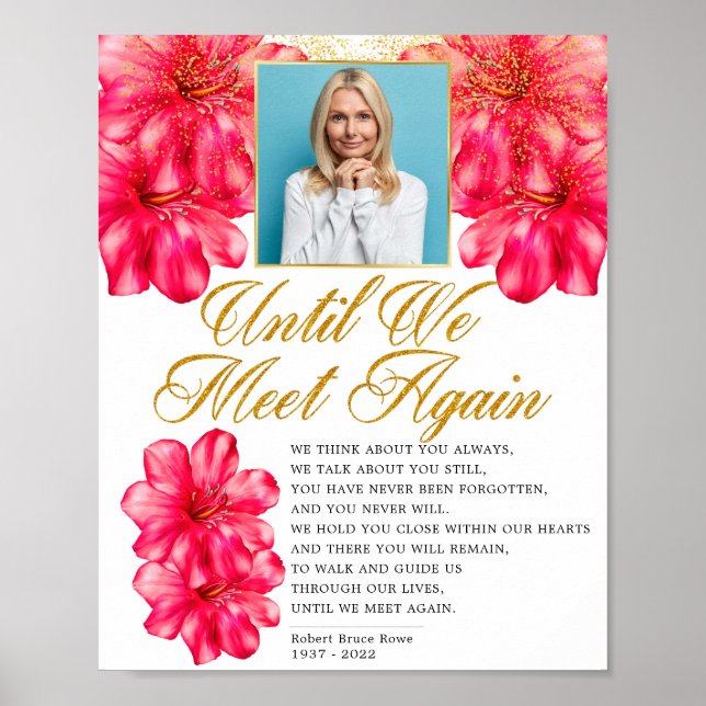 Elegant Rosy Floral Funeral Memorial Poem Sign (Front)