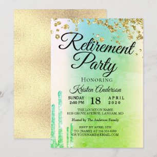 Elegant Rosy Sparkly Glitter Retirement Party  Inv Invitation
