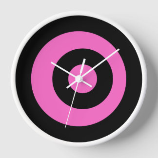 Elegant Round Black Pink Wall Clock