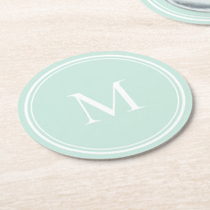 Elegant Round Circle Monogram Paper Coaster