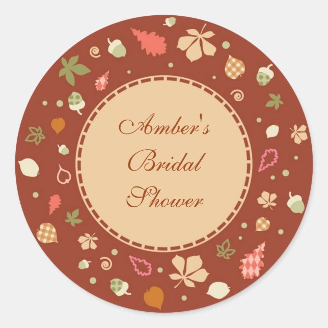 Elegant Round Fall Leaves Favour Sticker (Front)