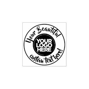 Elegant round logo circle text script calligraphy rubber stamp