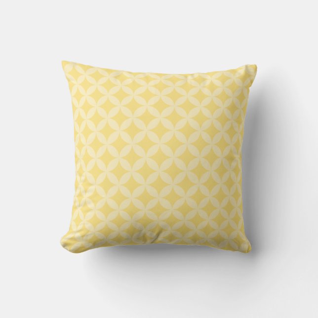 Elegant round pattern pastel yellow zipper cushion (Front)