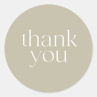 Elegant Round Stone Beige Thank You, Seal, Sticker