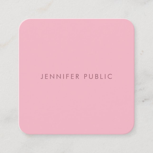 Elegant Rounded Pale Pink Minimal Design Template Square Business Card (Front)