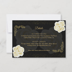 Elegant Royal Black Gold Rose Details Card