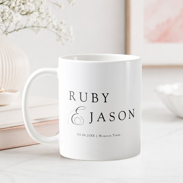 Elegant Royal Black Script Wedding Coffee Mug (Elegant Royal Black Script Wedding Coffee Mug)
