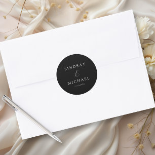 Elegant Royal Black Wedding Classic Round Sticker
